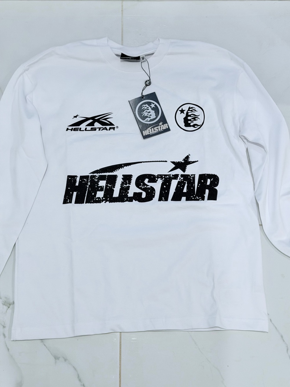 Hellstar Men’s White Long-Sleeve Logo Tee